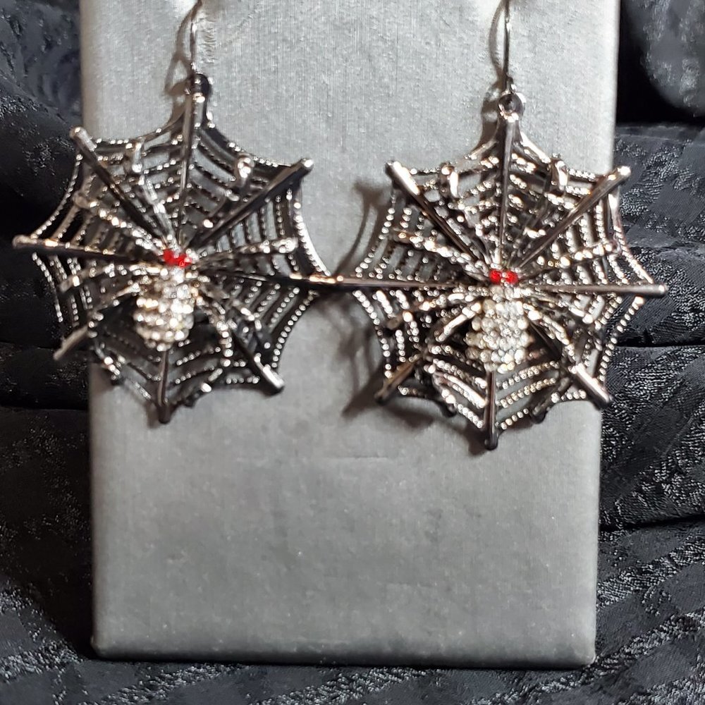 Spider in Web Earrings